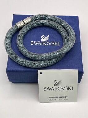 Swarovski Stardust Blue/Gray Crystal Double Wrap Mesh Bracelet